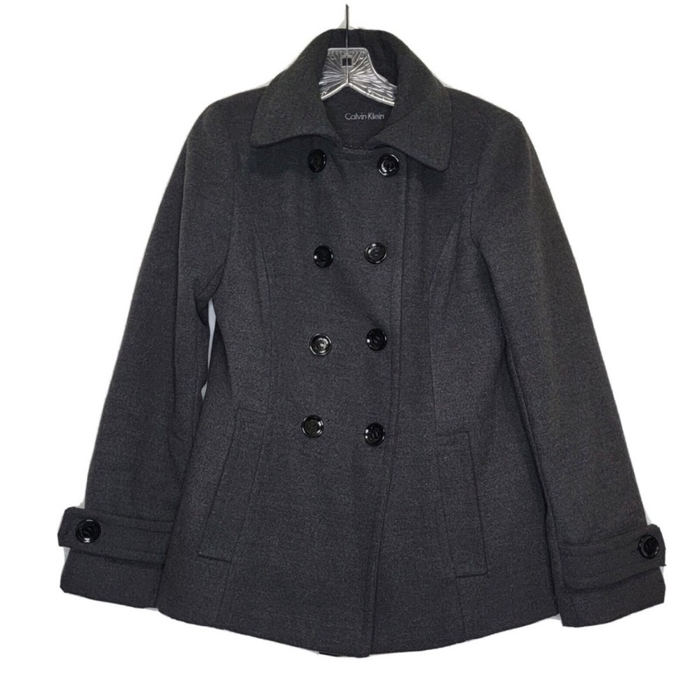 Calvin Klein Gray Coat with Silver Lining
